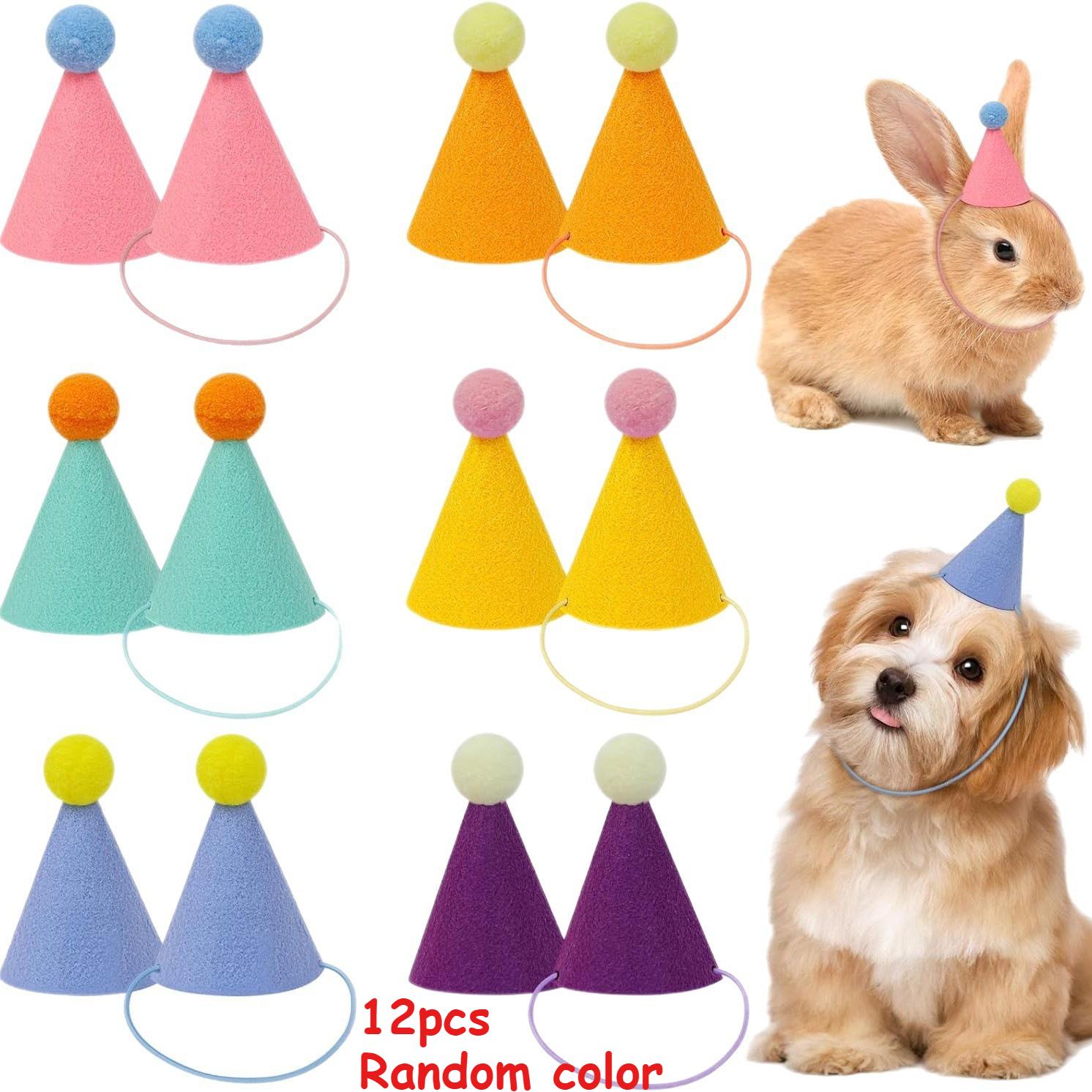 

24pcs/12pcs Animal Party Hats | Cone-Shaped Birthday Party Hats for Cats, Dogs, and Other Pets | Durable Sewn Edges, Polyester