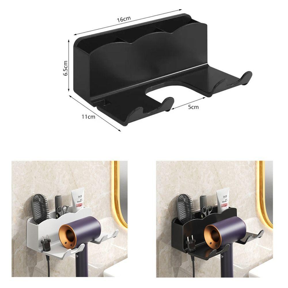 Plastic Hair Dryer Holder Wall-Mounted Stylish Blower Holder With Free Punching Bathroom Shelf Storage And Sorting Bracket