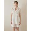 Lunaluz Women Nita Cotton Short Sleeve Collar Neck Two Piece Pajamas