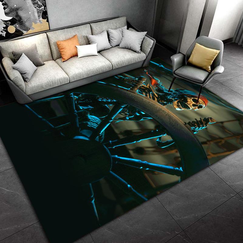 Skeleton Sea Pirate Pattern Rug Carpet for Living Room Bathroom Mat Creative Doormat Carpet for Bedroom Home Decor Play Mats