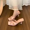 Temperament Evening wind High heel thin heel French slippers Women wear retro cool open-toed slippers in summer