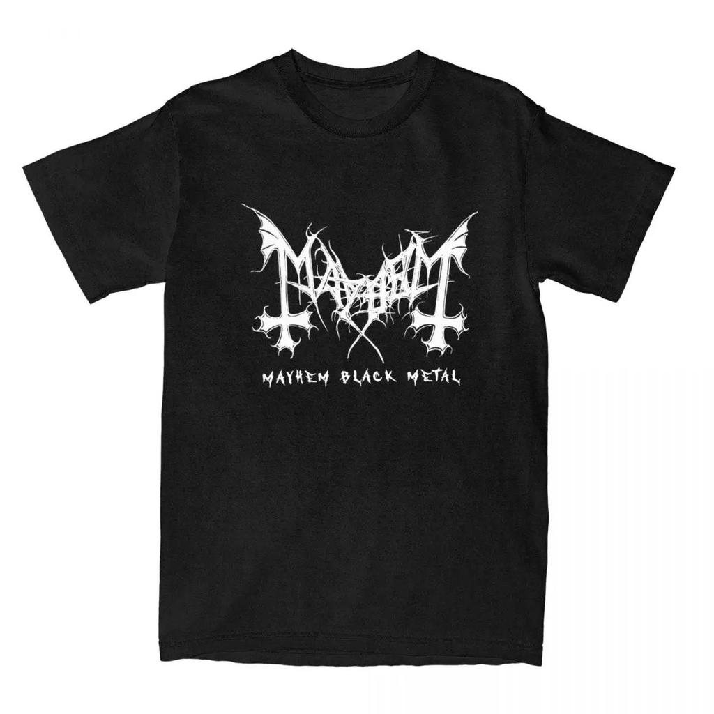 Męski T-Shirt Zespół Rockowy Mayhem Black Metal T-Shirt Vintage 100% Bawełna Krótki Rękaw Okrągły Dekolt T-Shirt Kobiety Rozmiar EU Unisex Topy
