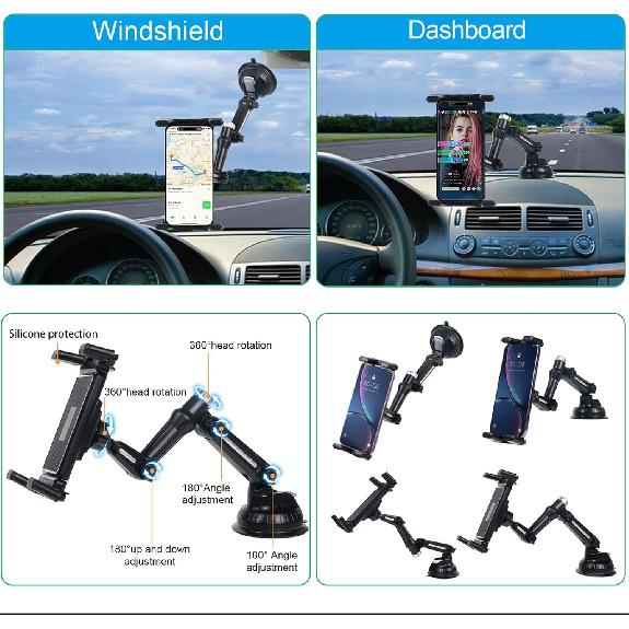 kelofam 5 in 1 car Phone Holder, car Dashboard Windshield Phone Mount, Suitable for iPhone17 16 15 14 iPhone13 promax, Samsung Z Fold 7 6 5, All