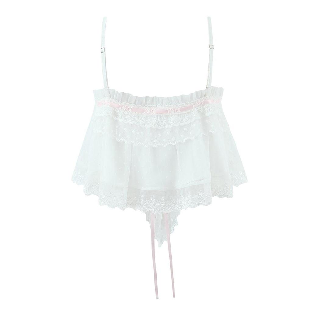 2026 Sweet Lace Patchwork Chic Mesh Camisole - Retro Square Neck, Sexy Slim Fit, Backless Top