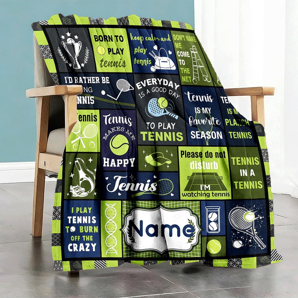Tennis Theme Customize Your Name Home Blanket S Comfortable Soft Lightweight All Season Multipurpose Blanket For Picnics Couches Offices Beds Living