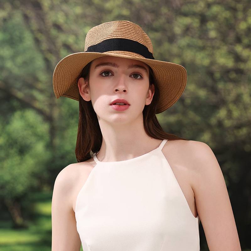 Foldable Colorful Summer Straw Hat Square Buckle Outdoor Beach Travel Breathable
