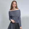 Women's Striped Cowl Neck Long-Sleeve Slim-Fit Top
