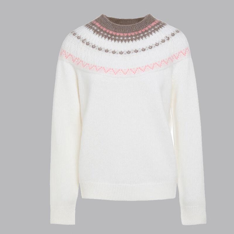 G·TENNA Women's Jacquard Round Neck Cashmere Sweater
