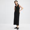 Sancai Minimalist V-Neck Slit Vest Midi Dress