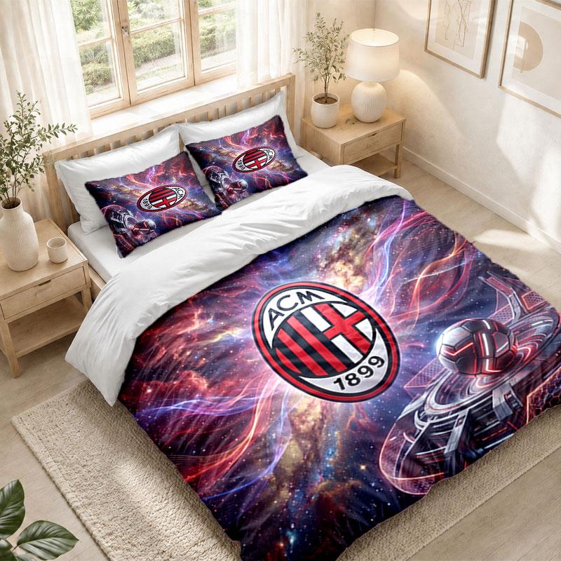 Bedding Set 1 Duvet Cover 2 Pillowcases AC Milan Print Bedroom Home Decoration