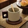 Vintage Tea Cup Tray Set Antique Ceramic Wooden Handle Coffee Cups Americano Home Office Mug Milk Breakfast Mugs Saucer Tea Tool