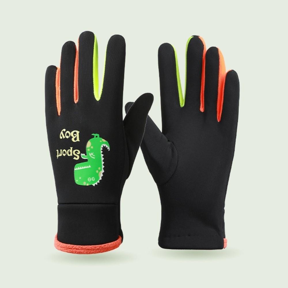 Cartoon Dinosaur Kids Winter Cycling Gloves Night Luminous Children's Outdoor Gloves  Boys Girls