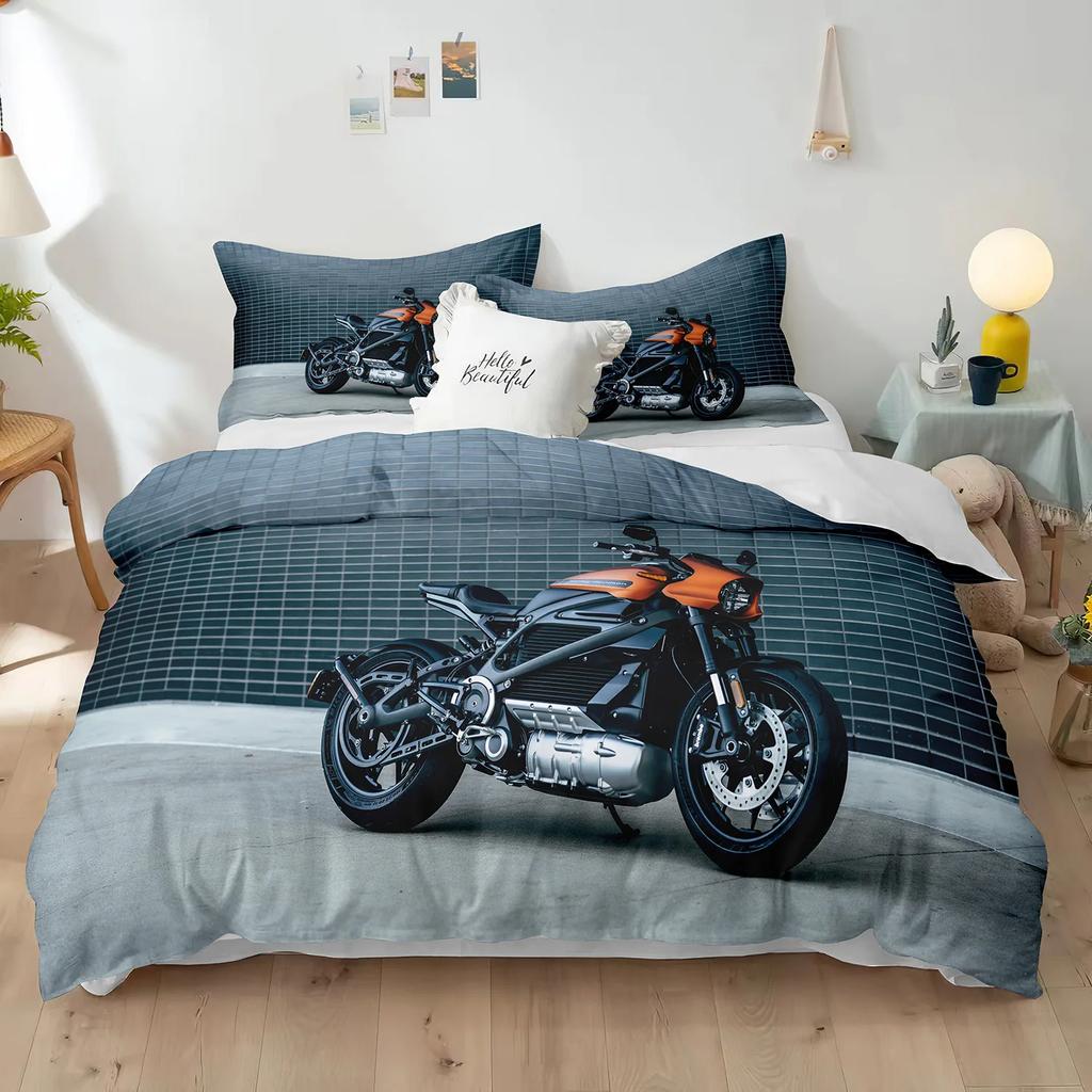Dirt Bike Duvet Cover Racing Motocross For Teen Adult Motorcycle Rider Extreme Sports Theme For Bedroom Decorations Queen King