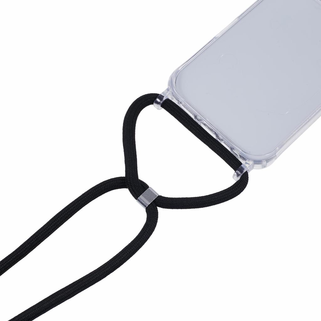 For iPhone 16 Pro Max Case TPU+PC Transparent Phone Cover with Adjustable Lanyard Strap