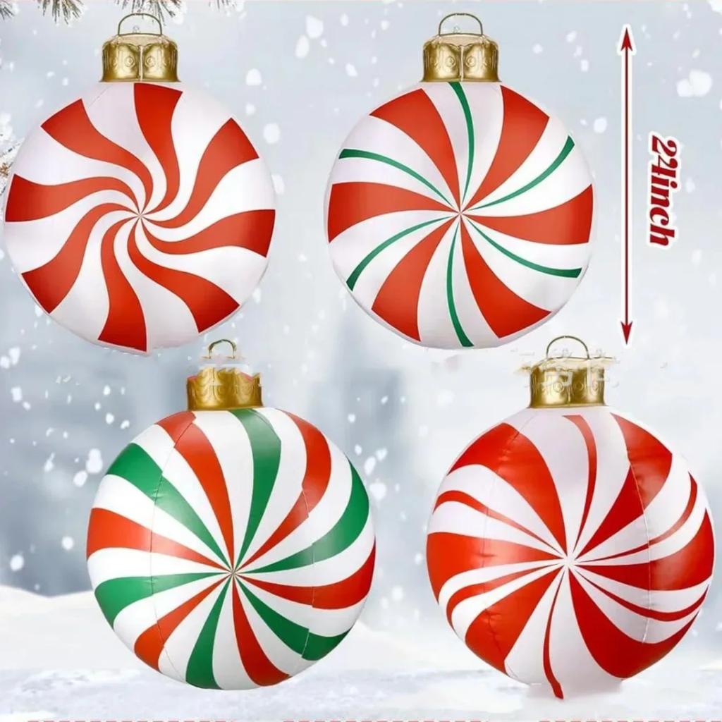 Giant Inflatable Christmas Ball Large Xmas Inflatable Ornaments PVC Outdoor Holiday Blow Ball Outside Yard Porch Decorations