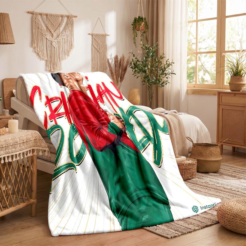 Cristiano Ronaldo Print Flannel Blanket Soft Warm Sofa Bed Throw Blanket For Home Office Bedroom