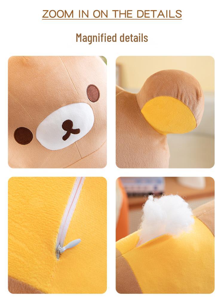 Rilakkuma Cylindrical Bolster Pillow - Plush Toy for Kids, No Shedding, Perfect Birthday Gift