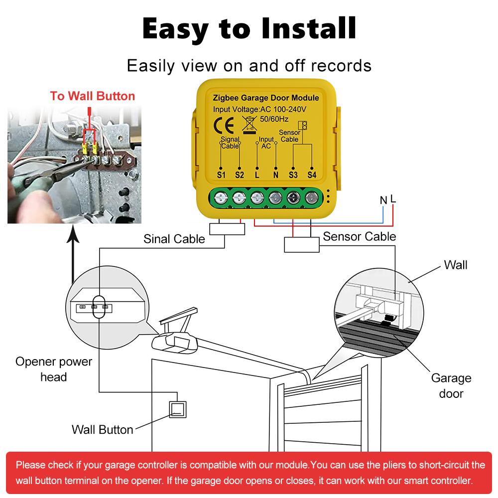 Tuya ZigBee3.0 Garage Door Control Smart Garage Door Switch Opener Controller Voice Works with Alexa Google Home Smart Life APP