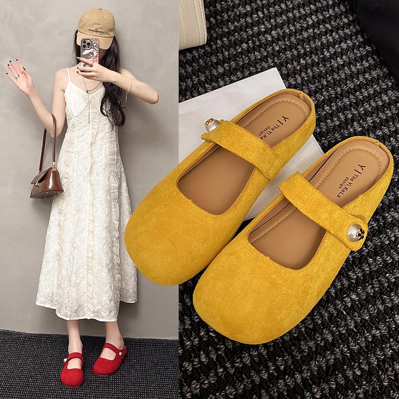 Shoes Women's Spring and Summer New Thick-soled Bag Head Half Slippers Pregnant Women Non-slip Outer Wear One Pedal Lazy Ugly Cute Tide