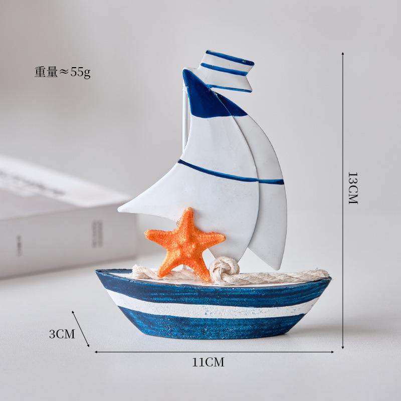 Kleines Boot im mediterranen Stil, eisenbeschichtet, kreatives Heimdekorationsornament, buntes kleines Boot, Mini-Segelboot-Geschenk