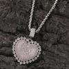 Hip Hop Gu Meng Love Copper Inlaid Zircon Pendant Men's and Women's Personality Trend Heart Shaped Around Round Zirconium Pendant Necklace