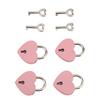 4 Set Heart Padlock Zinc Alloy 38x30mm Love Lock with Key for Jewelry Boxes Wallets Handbags Rose