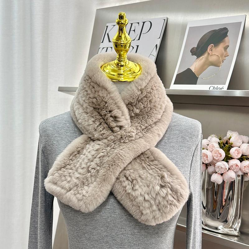 Imported Korean version of real Rex rabbit fur scarf simple long woven Mao Mao scarf warm double-sided thickened women