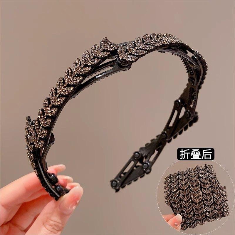 

Складная и Раздвижная Повязка на Голову со Стразами Женская Дорожная Портативная для Хранения Умывания Макияжа Волос Ободок для Волос Аксессуары для Волос