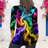Women Plus Size Round Neck Long Sleeve Abstract Swirl Print Pullover Sweatshirt