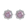 Octagonal Millennium Rose Cut Pink Diamond Flower Ring Elegant Temperament High Carbon Diamond Goose Yellow Stud Earrings Pendant