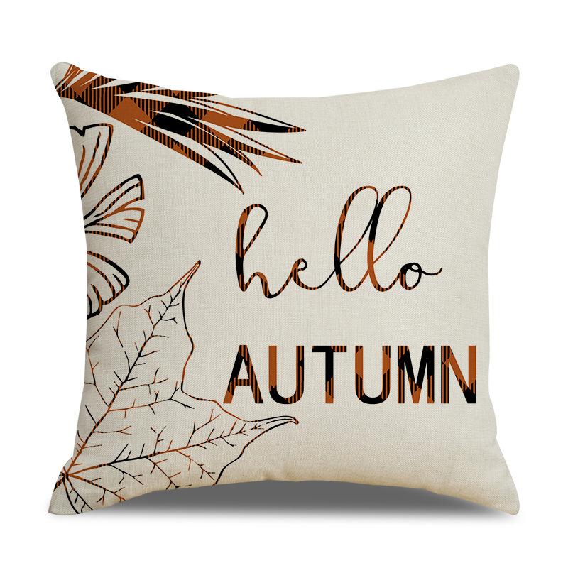 Thanksgiving Linen Pillowcase Autumn Pumpkin Print Pillow Cushion Cover