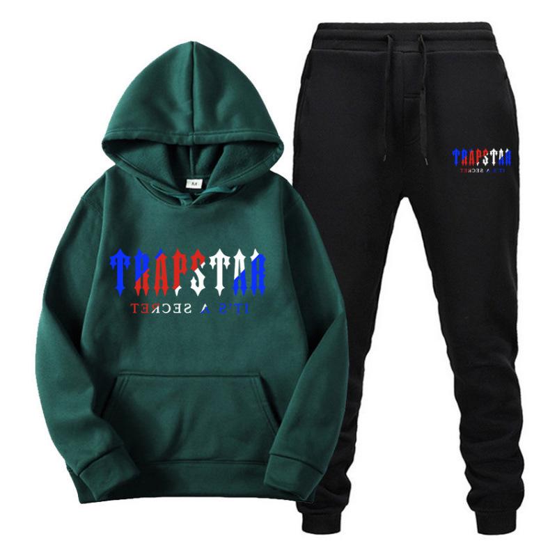 Trapstar Streetwear Hooded Fleece Sweatshirt Casual Sport Two-Piece Set for Men & Women