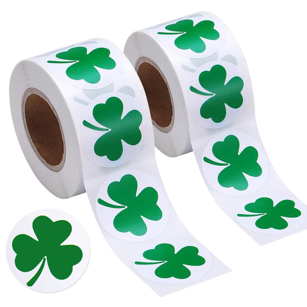 500 Stück St. St. Patrick's Day Aufkleber Kleeblatt Rollenaufkleber 1 Zoll Klebeetikett für Basteln Grüne Kleeblatt Aufkleber