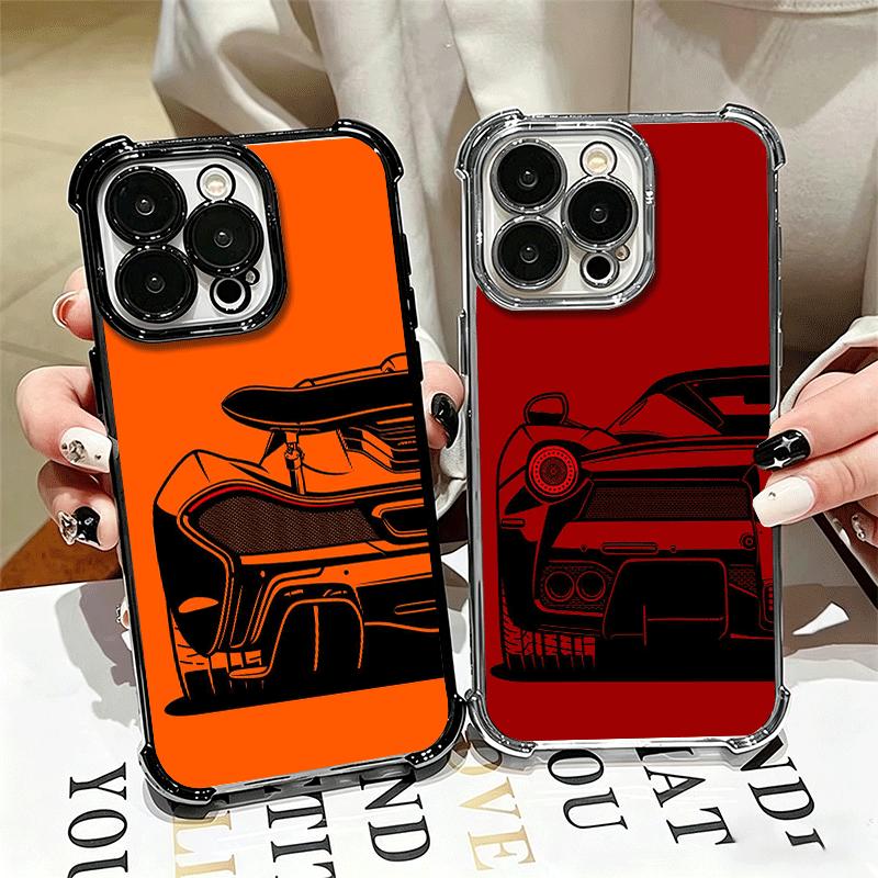 Super Sports Car Simple Desgin Soft Phone Case For iPhone 15 16 17 Air 14 Pro Max 16E Plus 13 12 Mini Plating Anti-Fall Fundas