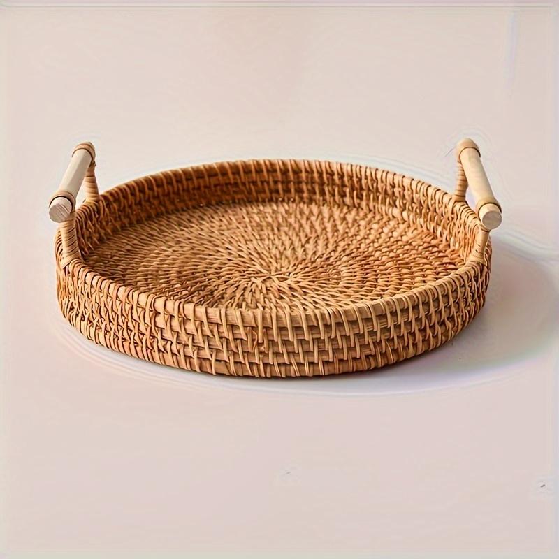 Simple and Elegant Hand-woven Rattan Tray with Heat-resistant Mat Tray | Heat-resistant Mat | Handcrafted Storage Basket