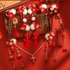 Red Hanfu Hair Stick Tassel Flower Hair Comb Chinese Style Hairpin Set  Girl Hair Accessories