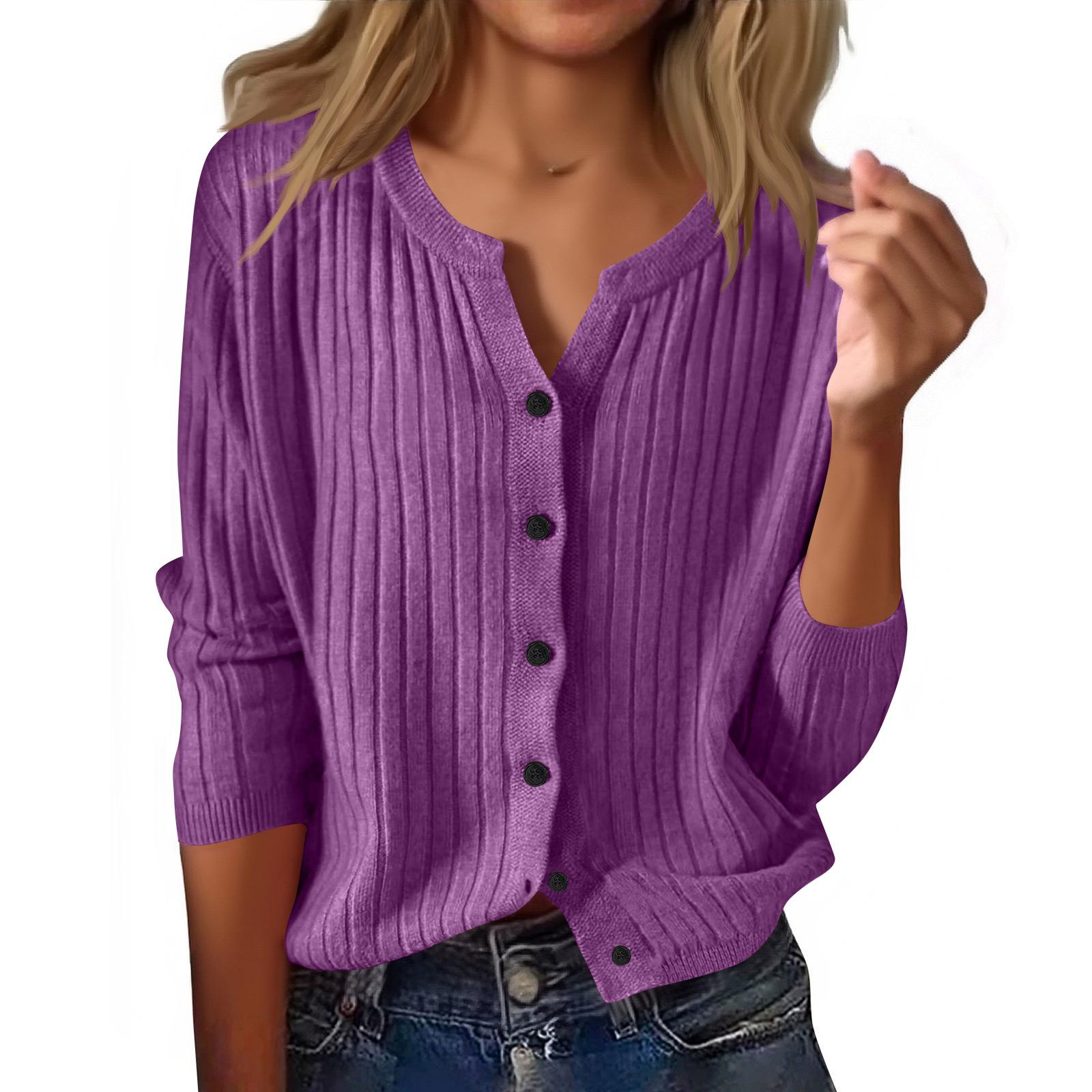 

Кардиганы для женщин Мягкая легкая домашняя одежда Дышащий свободный крой С длинным рукавом Дорожные свитера Топы L фиолетовый