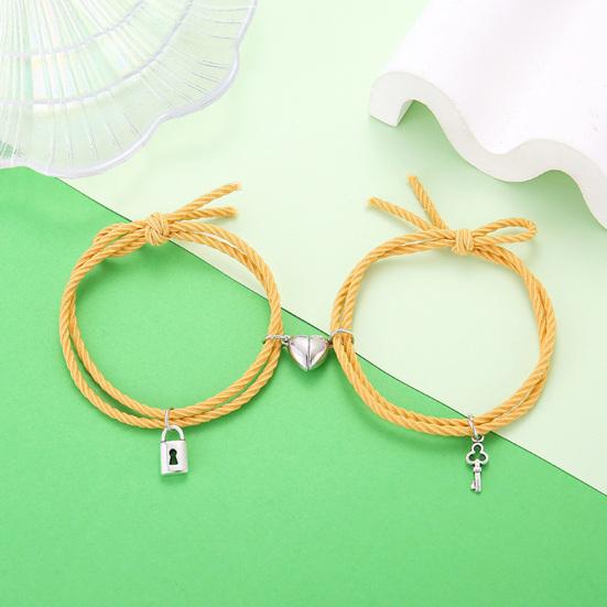 1 Pair Couple Bracelet Heart Magnet Attract Magnetic Decorative All-match Adjustable Jewelry Gift Rubber
