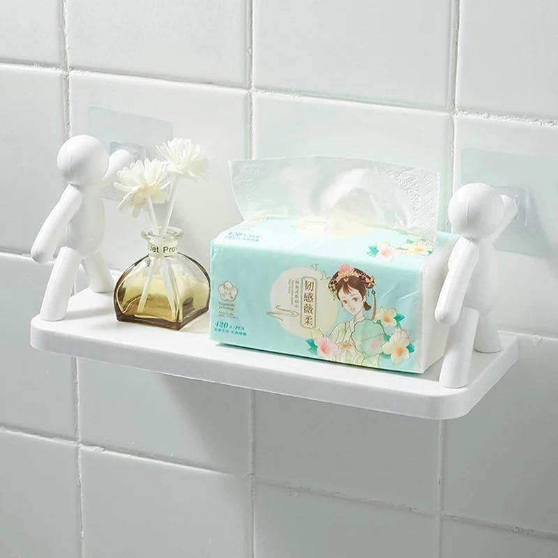 1-10PCS Durable Wall Storage Rack No Drilling Easy Installation Organizer for Bathroom Kitchen Makeup and Room Decoration