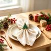 Festive Table Settings Christmas Tree Napkin Ring, Alloy Green Holder, New Year Party Supplies Reusable Holiday Ring for Dining Decor