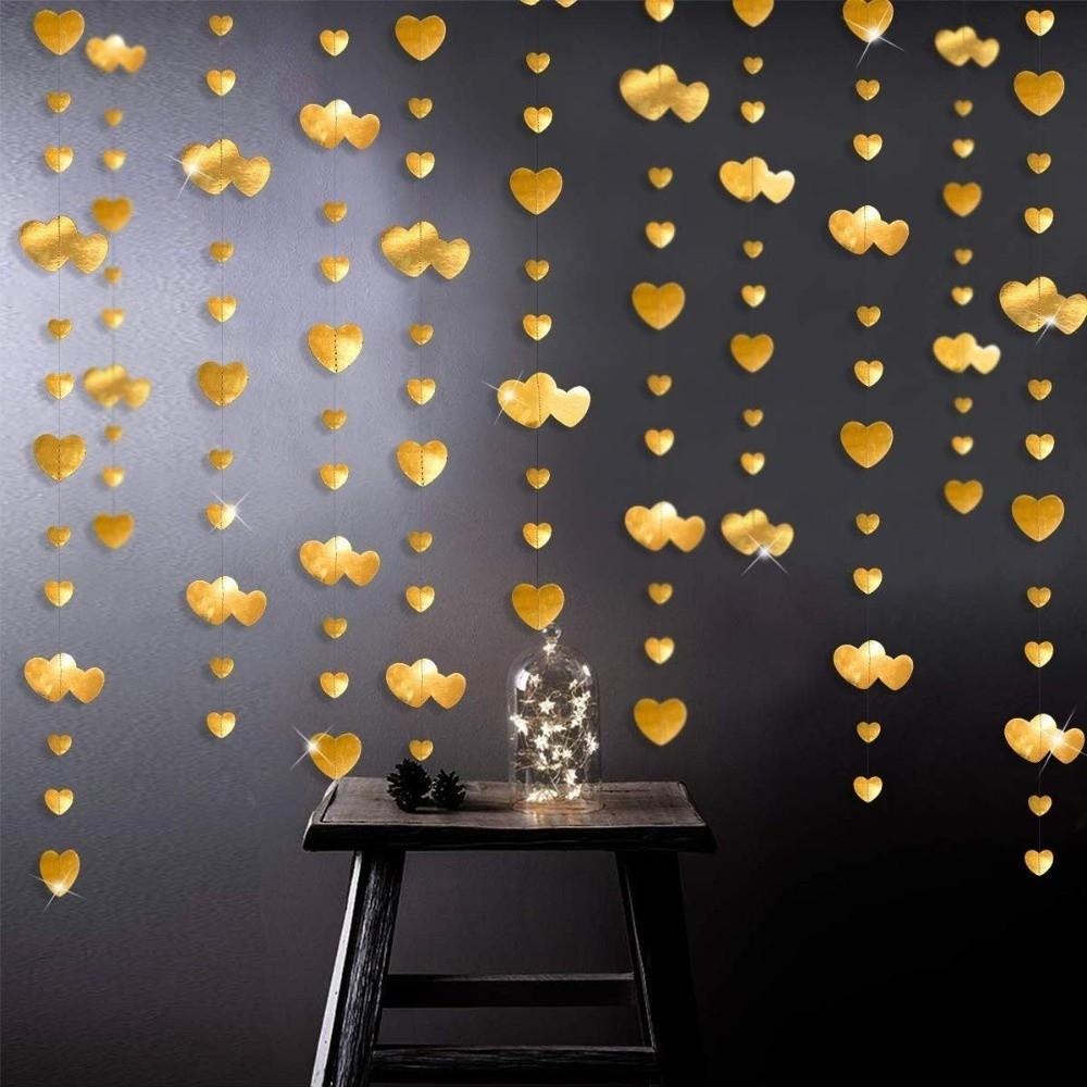 1 Stück 4M Hochzeit Rotes Herz Girlande, Liebes-Girlande Glitzerpapier Fahne Jahrestag Geburtstage Partys Zuhause Hängende Dekoration