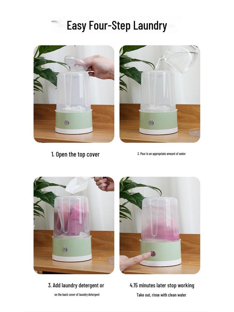 Portable Mini Automatic Washing Machine for Underwear and Socks with Wireless Charging