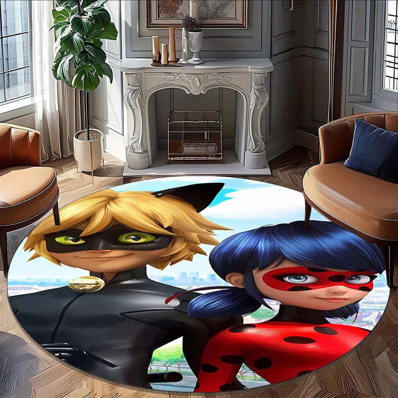1pc Ladybug (2) Print Round Carpet Chair Round Carpet Suitable for Bedroom Living Room Home Decorative Carpet