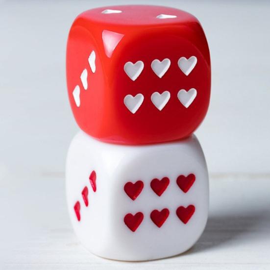 10Pcs 25MM Love Heart Acrylic Dice Rounded Corner Six-Sided Large Dice Game Night Drinking Board Game Dice Prop Casino Equipment