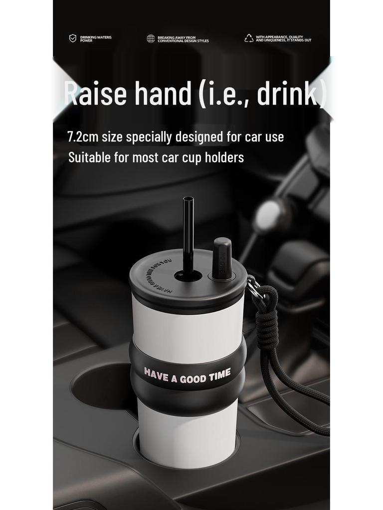 316 Stainless Steel Insulated Travel Mug - Large Capacity Straw Cup for Men & Women