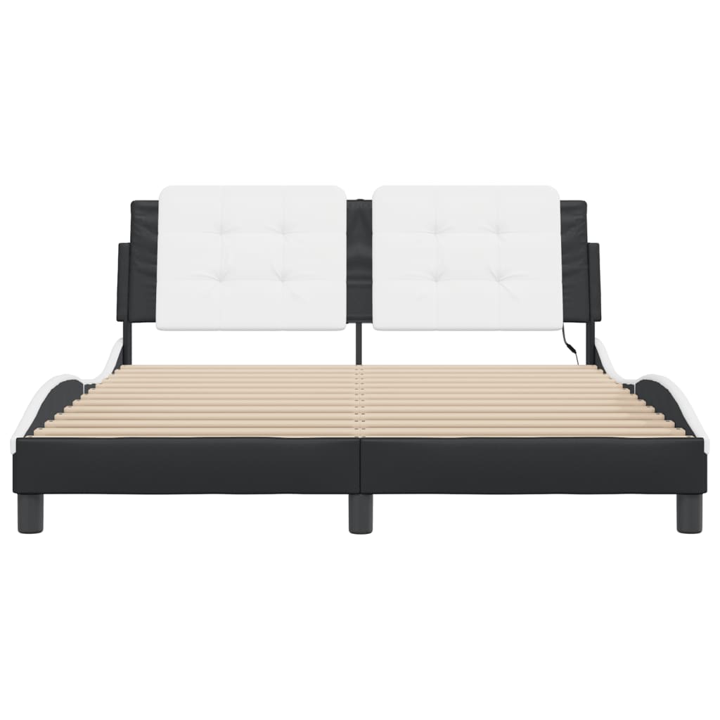 LED Bed Frame Without Mattress  Zadar  Black and White 160 X 200 Cm