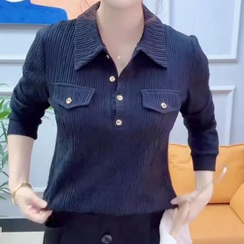 Temperament Half-buttoned Shirt Fashionable Women's Tops Versatile New Style Fashionable Bottoming Tops