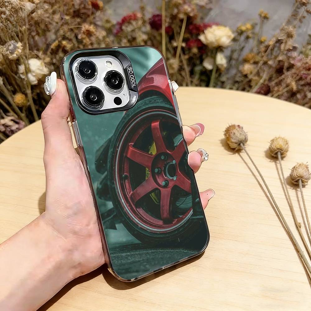 

Car Wheel Bone Phone Case For iPhone 17,16,15,14,13,12,11 Plus,Pro Max,XS,Colorful Silver Black Cover iPhone17Air