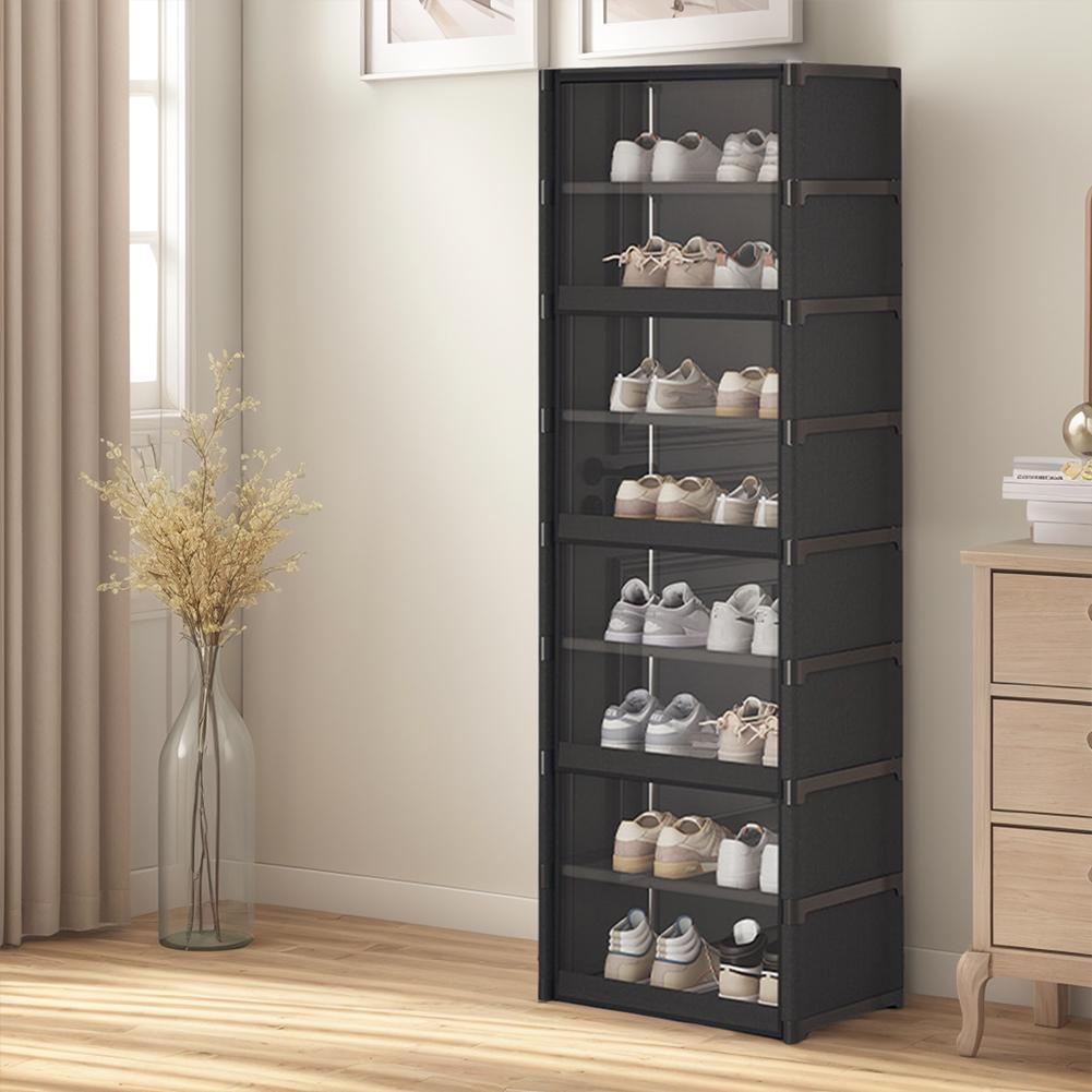 9-Tier Shoe Rack Organizer with Clear Cover Vertical Narrow Shoe Rack Organizer Shoe Shelf Shoe Stand Holder for Closet Entryway