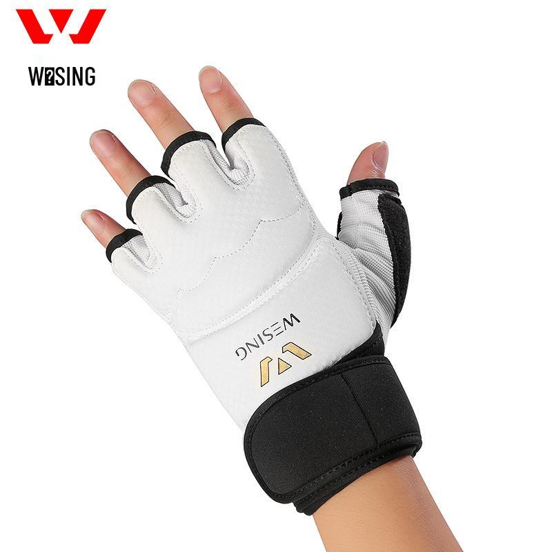 Jiuri Mountain Taekwondo Half-Finger Gloves & Instep Protectors for Competition and Training - White
